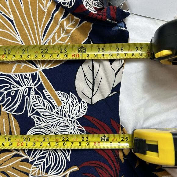 R & K Short Sleeve Navy Floral Puff Print Midi Sheath Dress Tie Plus 3X NWT - Picture 12 of 15